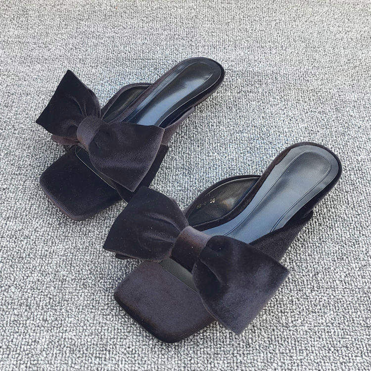 Chaussure Femme Sandales Luxe Slides Bow Fashion Shoes Kitten Heels for Ladies