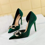 10.5CM/7CM Pointed Toe Sandals Designer Slides Footwear Job Shoe Pink HIgh Heels for Women