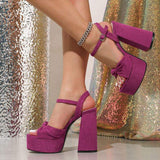 Suede Fashionable Sexy Sapato De Salto Summer Chunky Open Toe Platform High Heels for Women