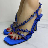 Royal Blue/Green Party Shoes Sexy Design Fashion Slippers Zapatos Mules Summer Sexy Square Heels