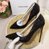12CM/10CM/8CM Latest Design 44 45 Plus Size Stiletto Luxury Purple High Heels Shoes for Elegant Lady