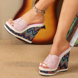 Comfortable Fashion Sexy Ladies High Heel Platform Gold Wedge Sandals for Women