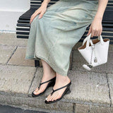 Elegant Kitten Wedge Thong Women Summer Satin Flip Flops Slim Straps Comfortable Dressy Slide Sandals