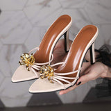 Flower Decorated Sandalias Femeninas Casual Open Toe Sandals Women Heels