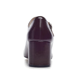 Women Burgundy Split Toe Mary Janes Glossy Patent Leather Block Heel Pumps Retro Ankle Strap Shoes Trendy Vintage Footwear