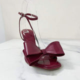 Bow Design Red Color Trendy Fancy 2025 Elegant Women's Pumps Heel for Ladies
