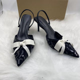 Sandales a Talons Pour Femmes Bowknot Pointed Toe Women Sexy Heeled Sandals Back Strap Comfort Hard Wearing Female Heel Shoes