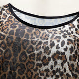 New Arrival Sexy Elegant Women Long Sleeve Skinny Top Featuring Leopard Print Sustainable Ladies Sexy Short Top