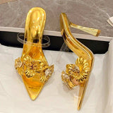 Flower Roman Gladiator Sexy Pearl Sandals Women Summer High Heels Sandalias Para Mulher