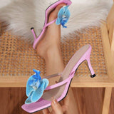 Summer Talons Flower Slipper Flip Flops Sexy Ladies Party Wear Shoes High Heel Fancy Sandals