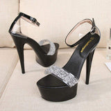 Super High Sandalias Con Plataforma Transparent Clear Summer Women Stripper Shoes Platform High Heels