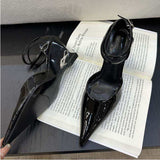 New Styles Elegant Lady Ankle Strap Pointed Toe Red Wedge Heels for Women