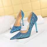 Sequin Talons Style Leather Ladies Slippers Female Shoes Heels for Ladies