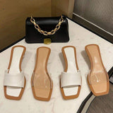 Sandales Talon Femme Transparent Silver New Fashion 2025 Summer Sexy Low Heel Slipper Sandals Shoes for Women