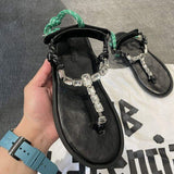 Rope Wanita Sandalias Planas Chain Trendy Summer Flip Flop Slipper Comfortable Flat Sandals