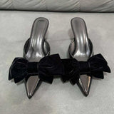 Bow Chaussures Escarpins 7CM Low Sandals Slippers Shoes Ladies Mules Heels