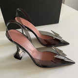 34-45 Large Size US 13 Dropshipping Zapatos Altos Dama Germany Diamond Butterfly 2025 New Color Clear Heels for Women and Ladies