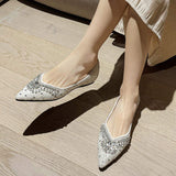 Luxury Diamond Fashion Loafers Women Pointed Toe Pumps Elegant Flat Dress Shoes for Ladies