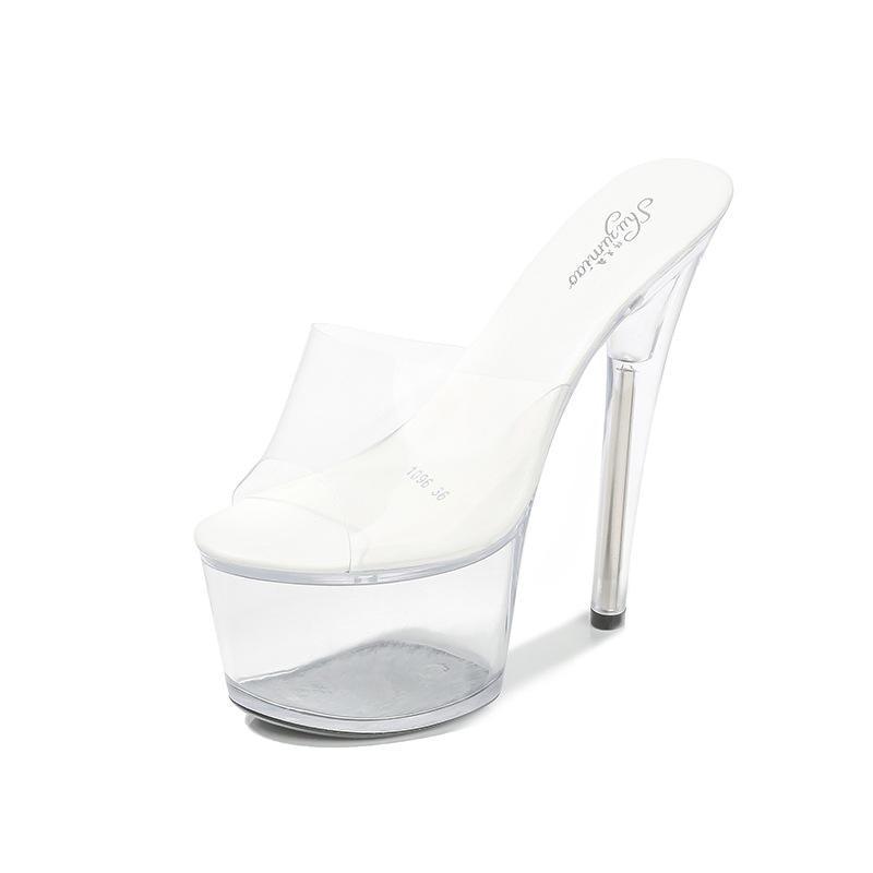 Les Chaussures Talon Pole Dance Sexy Clear Glass Luxury Platform Heels