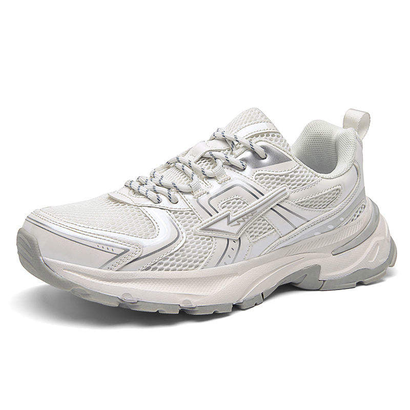 New Silver Metallic Y2K Fashion Sneakers for Men Women Retro Chunky Dad Shoes Breathable Mesh Walking Athletic Casual Streetwear