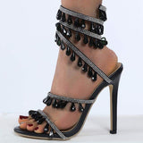 Crtsyal Talons Carre Tendanc Ankle Wrap Lace up Luxury Sexy Strappy Heels 2025