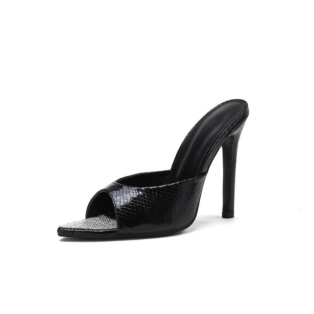 Best Selling New Colors Open Toe Rhinestone Ladies Sandals and Mules 2025 Women Slippers Heels