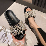 Big Pearl New Design Slippers Outdoor Casual Flat Women Sandals for Ladies