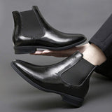 Genuine Leather Ankle Boots Black Classy Designers Pointed Toe Winter Warm Leather Boots for Men