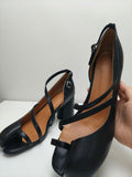 Women Split Toe Two Tone Strappy Bloclk Heeled Sandals Black White Contrast Ankle Strap Summer Shoes Comfortable Casual Footwear