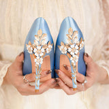 Escarpin Femm Talon Haut Fashion Luxury Braid Wedding Shoes High Stiletto Heels for Ladies