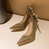 Damen Schuhe Wedding Party Rhinestone Bowknot Pumps Shoes Spike Women Heels Sexy