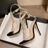 Ayakabi Fashion European Trendy Transparent Slippers Sexy Talon High Heels Sandals for Women Shoes