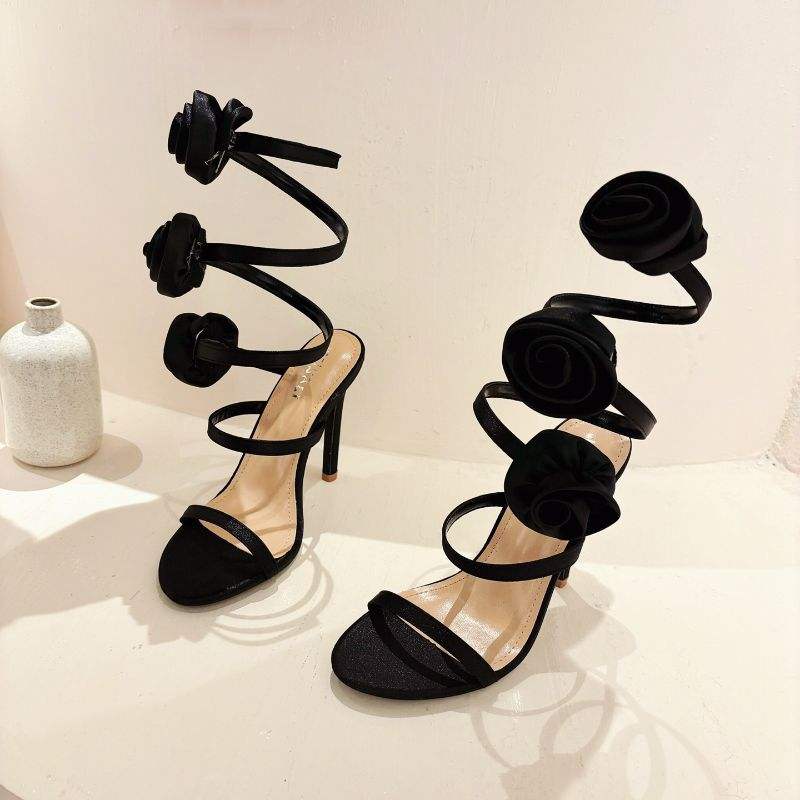 Snake Wrap Trendy Talons Haut Sexy Escarpins Ankle Tie up 2024 New Arrival Heels Sandals for Women