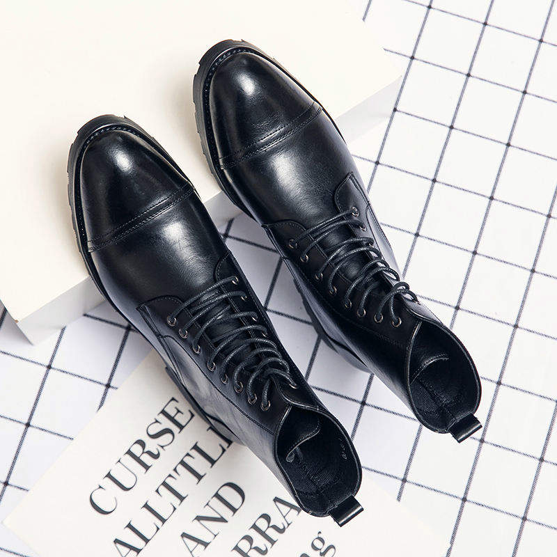 High Top Men Good Quality Artificial Leather Boots Lace up Gentlemen Top Grade Boots for Men