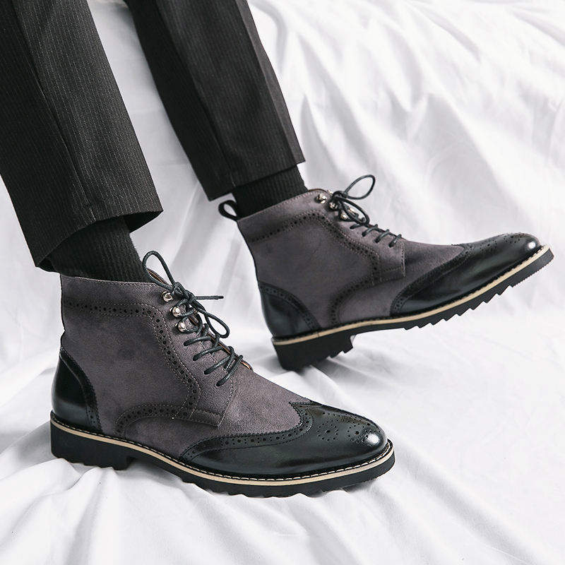 Faux Suede Leather Other Boots Comfortable Lace up Durable Fashion Designers Men Ankle Boots