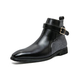 High Top Buckle Closure New Design Fashion Men Pu Leather Boots