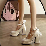 Chinese Mature Women Sexy High Heels Latest Design Talons Haut Sexy Escarpins Purple Color Block High Square Toe Women Heels