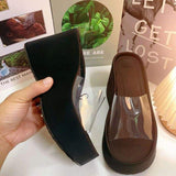 Sandalias De Plataforma Custom Brand Outdoor Slides Clear Plastic Platform PVC Clear Women's Wedge Sandals