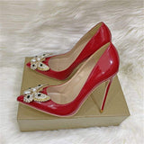 Luxury High Quality Ladies Butterfly Pumps Crystal Shoes Sexy Pretty Girl High Heel