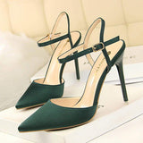 2025 Talon Femme High Quality Pointed Toe Silk Pumps Fashion Elegant Ladies Red Bottom Heels for Women
