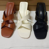 Summer Square-toe Slip-on Heeled Mules for Women Versatile & Comfortable Chunky Heel Sandals for Ladies