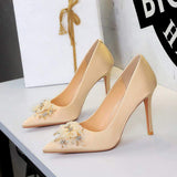Talons Gorgeous Purple Heeled Shoes Featuring Crystal Flower Pointed Toe Wedding Bridal Dress Pumps Heels