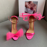 Dropshipping Luxury Pointed Toe Stilettos Comfortable Wedding Bride Bow Heels for Lady
