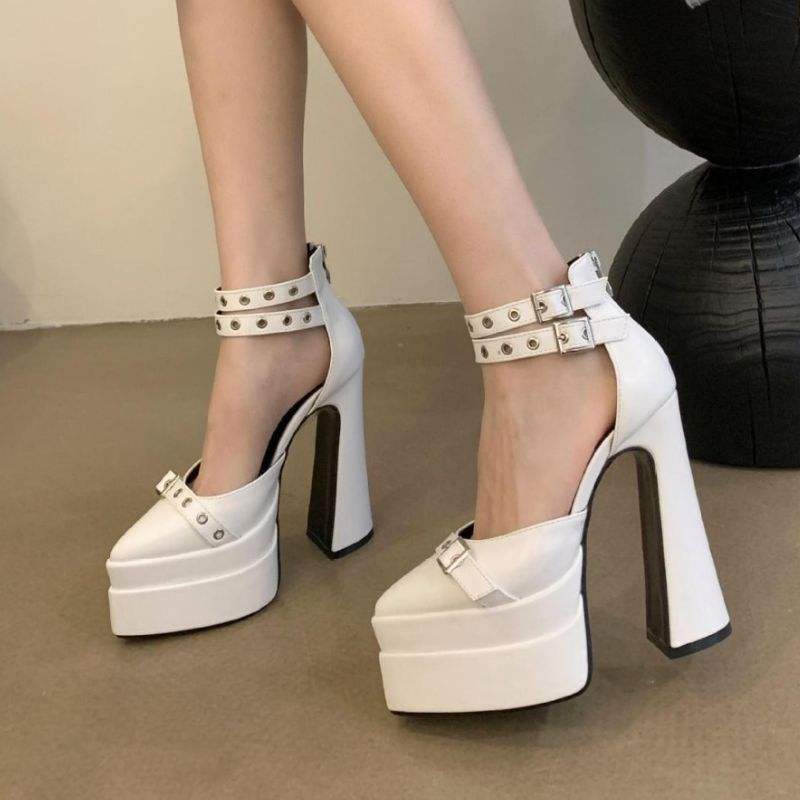 Retro Sandalias Con Tacon Buckle Lace up 2024 Sandals Platform Heels for Women
