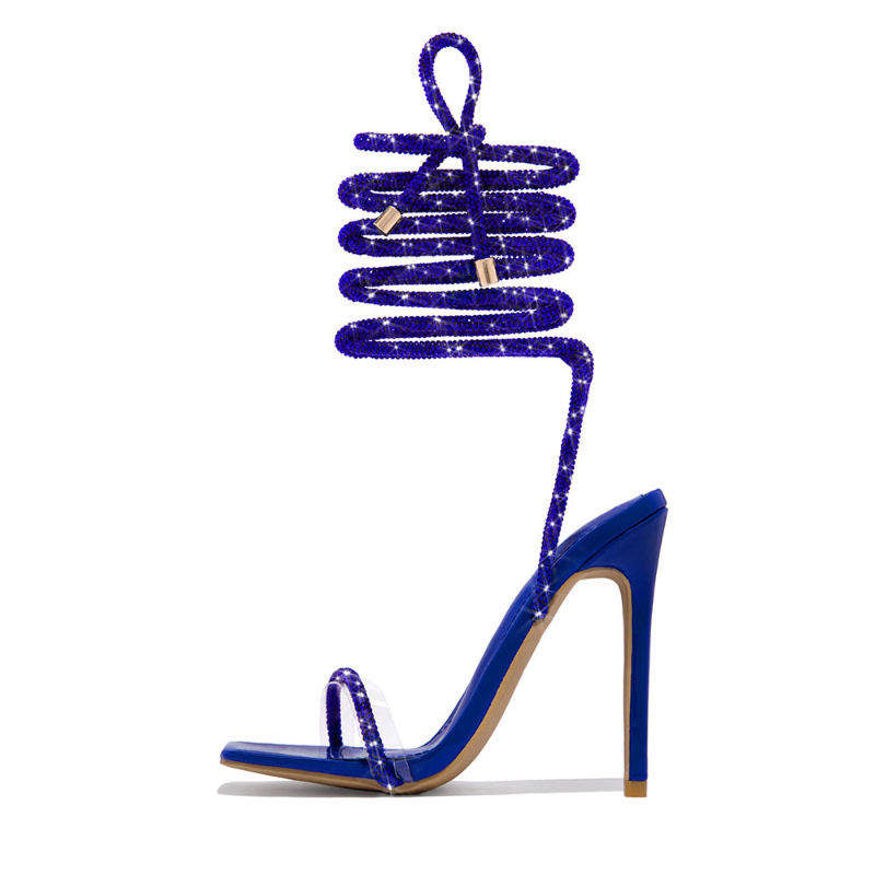 Sandalias Elegantes Stiletto Lace up Strappy Ankle Strap Square Toe Women Ladies Heels 2025