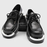 Thick Sole Height Increasing Formal Business Lace up Durable Steel Round Toe Men Derby Dress Shoes