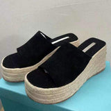 Sandalias Mujer Women Clear Wedge Heel Slipper Jute Espadrille Sole 2024 Comfortable Platform Sandals
