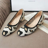 Knitted Fabric Comfortable Office Wear Formal Shoes Slippers Low Block Heels for Women