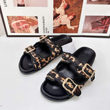 Buckle Decoration Flip Flops Wanita Shoes Slides Outdoor Summer Flat Sandals Women's Slippers