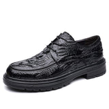 Pointed Toe Pattern Lace up Durable Fashion Original Cook Genuine Leather Dress Shoes for Men